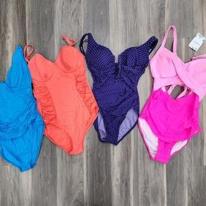 Lot of 4 size large one-piece swimsuits